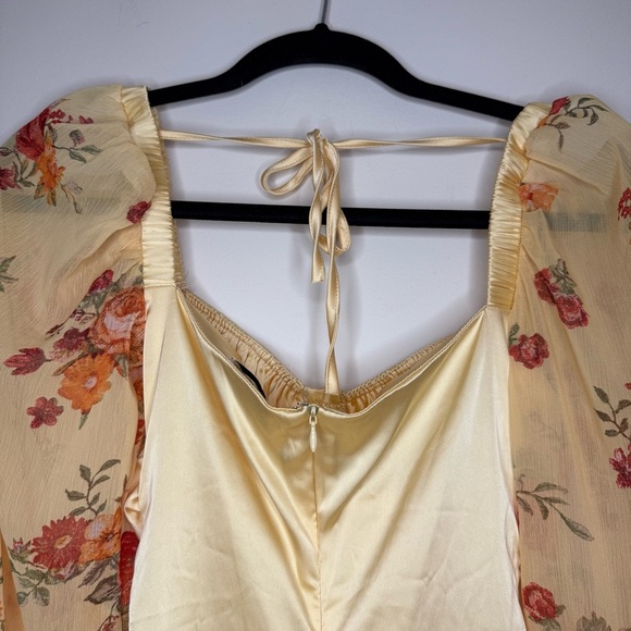 DANIELLE BERNSTEIN Weworewhat Buttercup Cottagcore Floral Mesh Puff Sleeve Dress - Picture 8 of 16